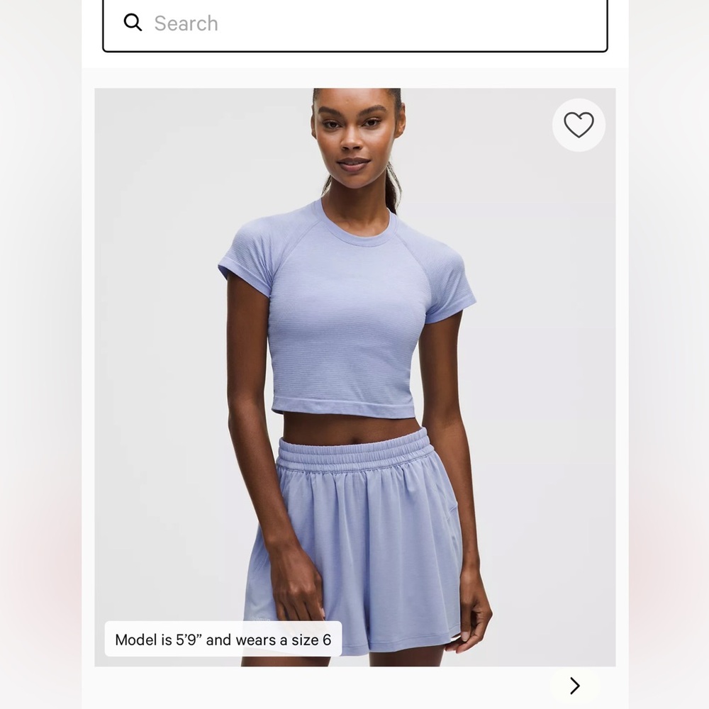 Lululemon Swiftly Tech Cropped Short Sleeve 2.0- Size 4